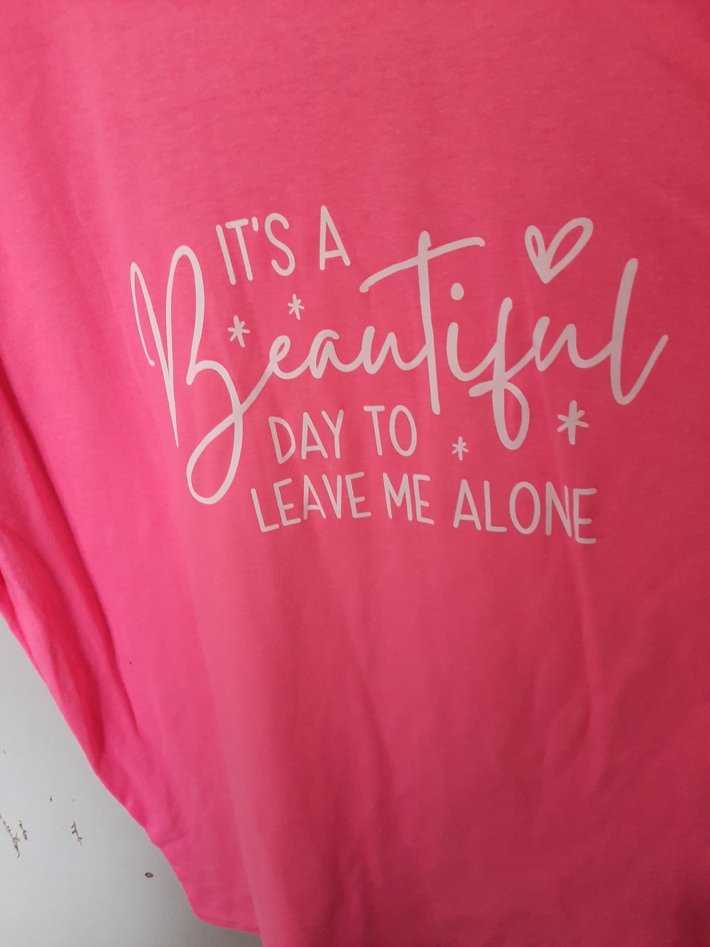 TC Hot Pink Short Sleeve Tee with White Script Slogan - Picture 4 of 5